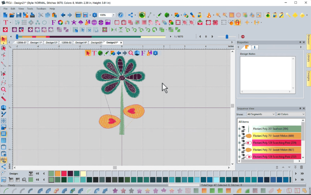 Top 5 Embroidery Software Choices in 2024: Floriani Total Control U stitching